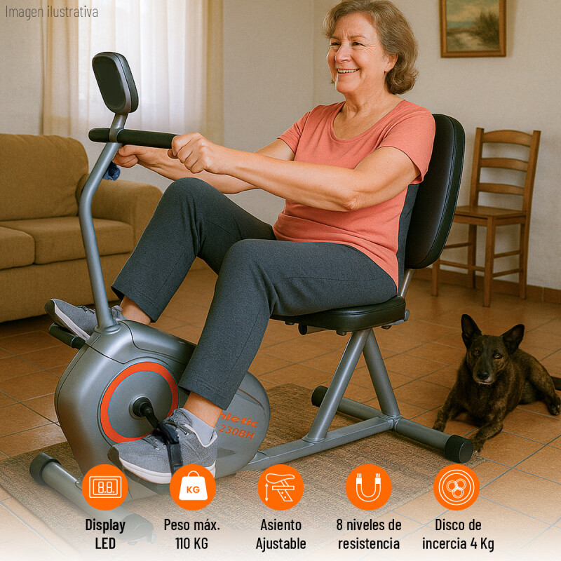 Bicicleta Ergométrica Horizontal Athletic 230BH Plateado