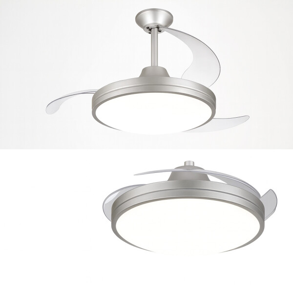 Ventilador De Techo Lámpara Led Aspas Retráctiles C/ Control Color Blanco