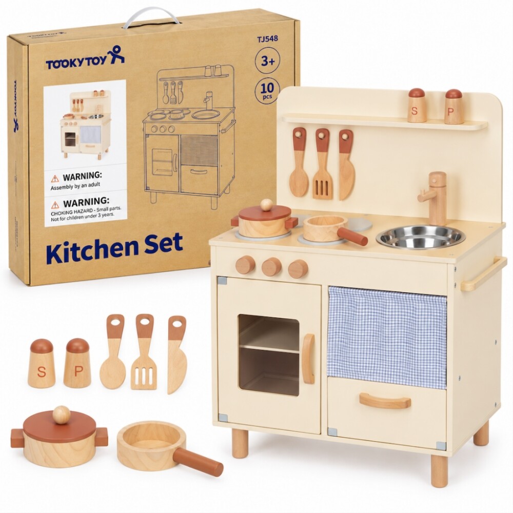 Cocina de madera infantil beige TOOKY TOYS Cocina de madera infantil beige TOOKY TOYS