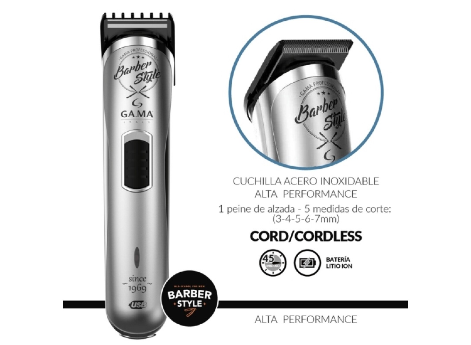 Corta Barba Perfilador Gama ( Gris) 