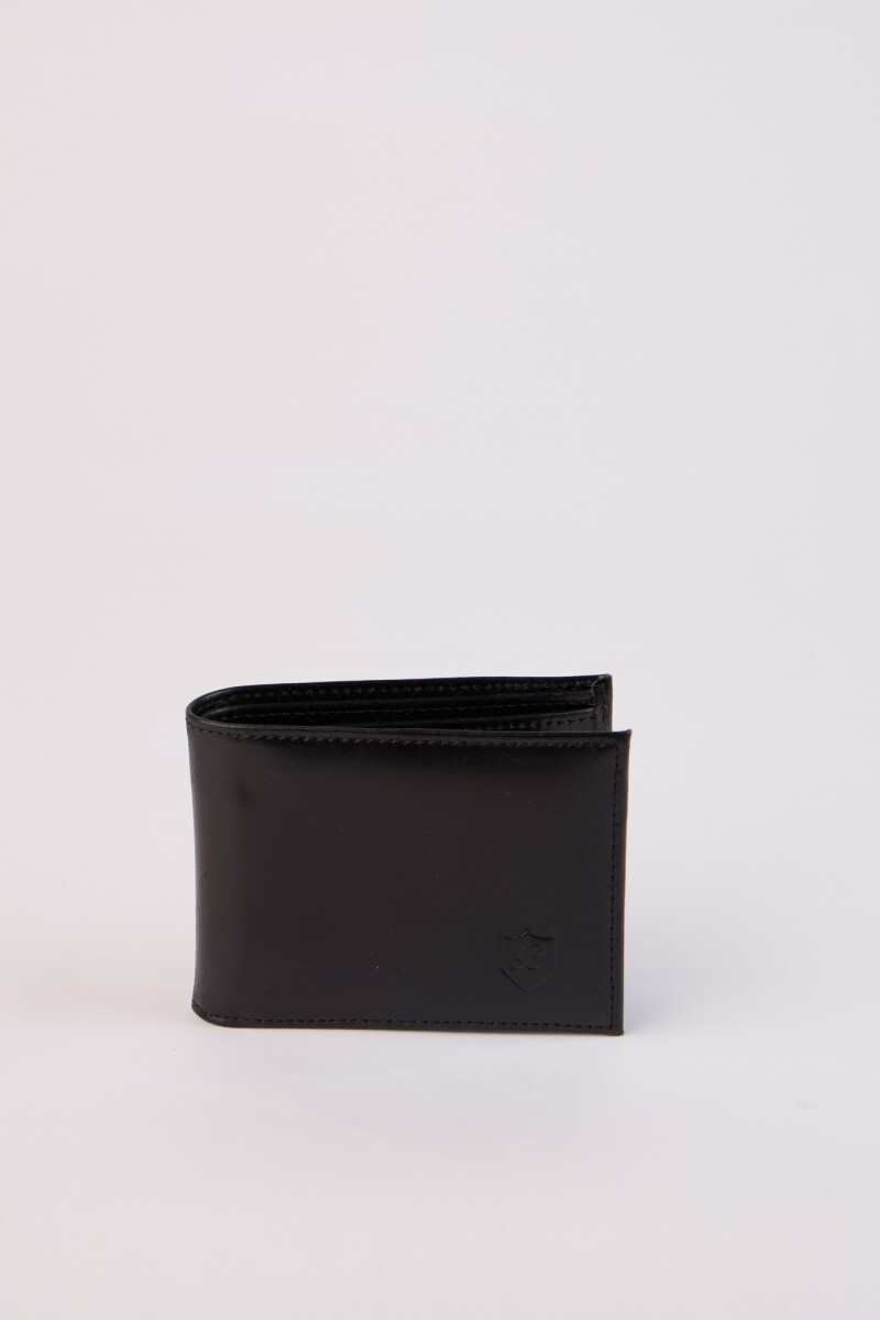 Billetera 100% Cuero Liso - Negro 