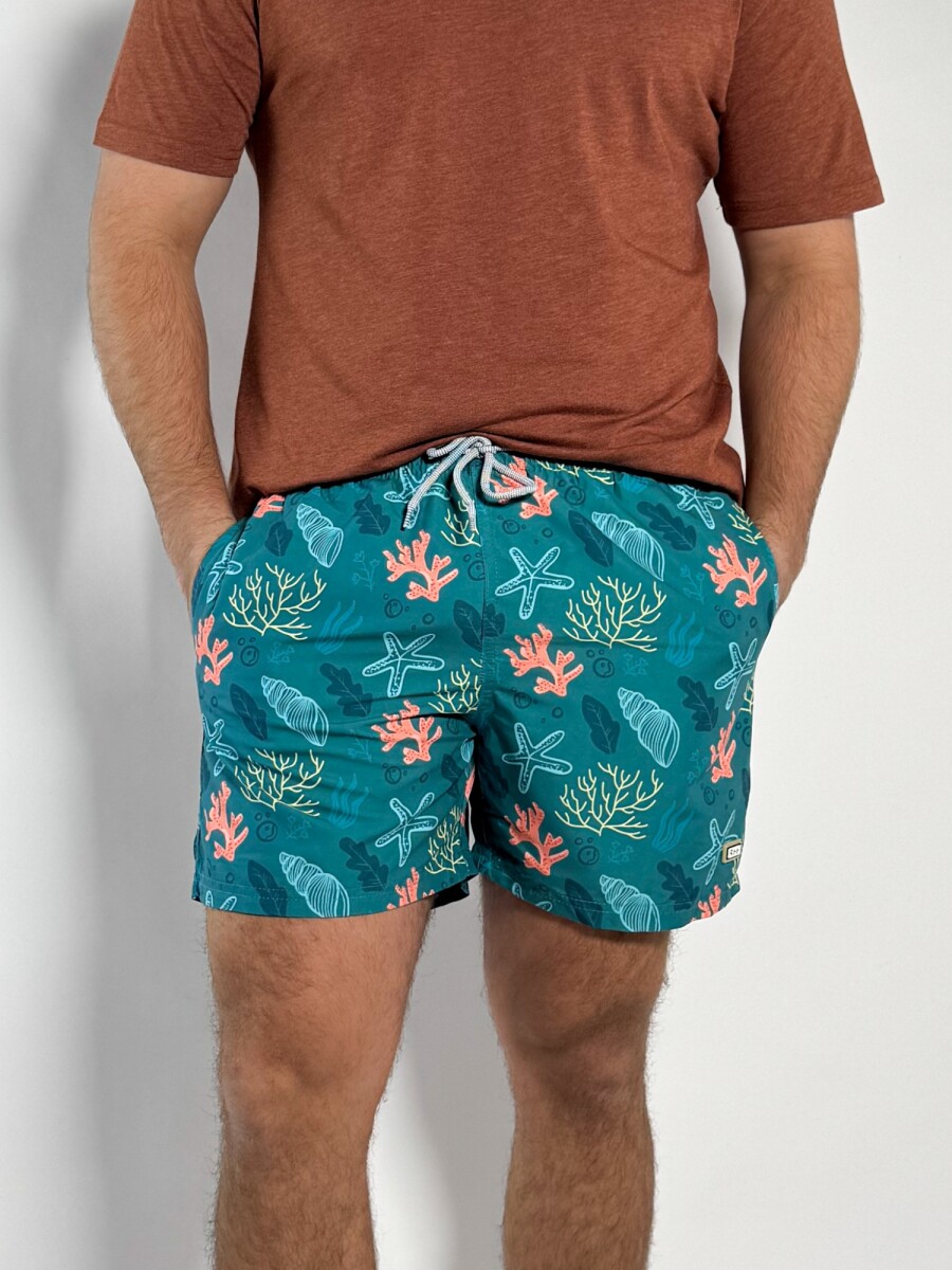 Short de baño estampado Serna - Petroleo 