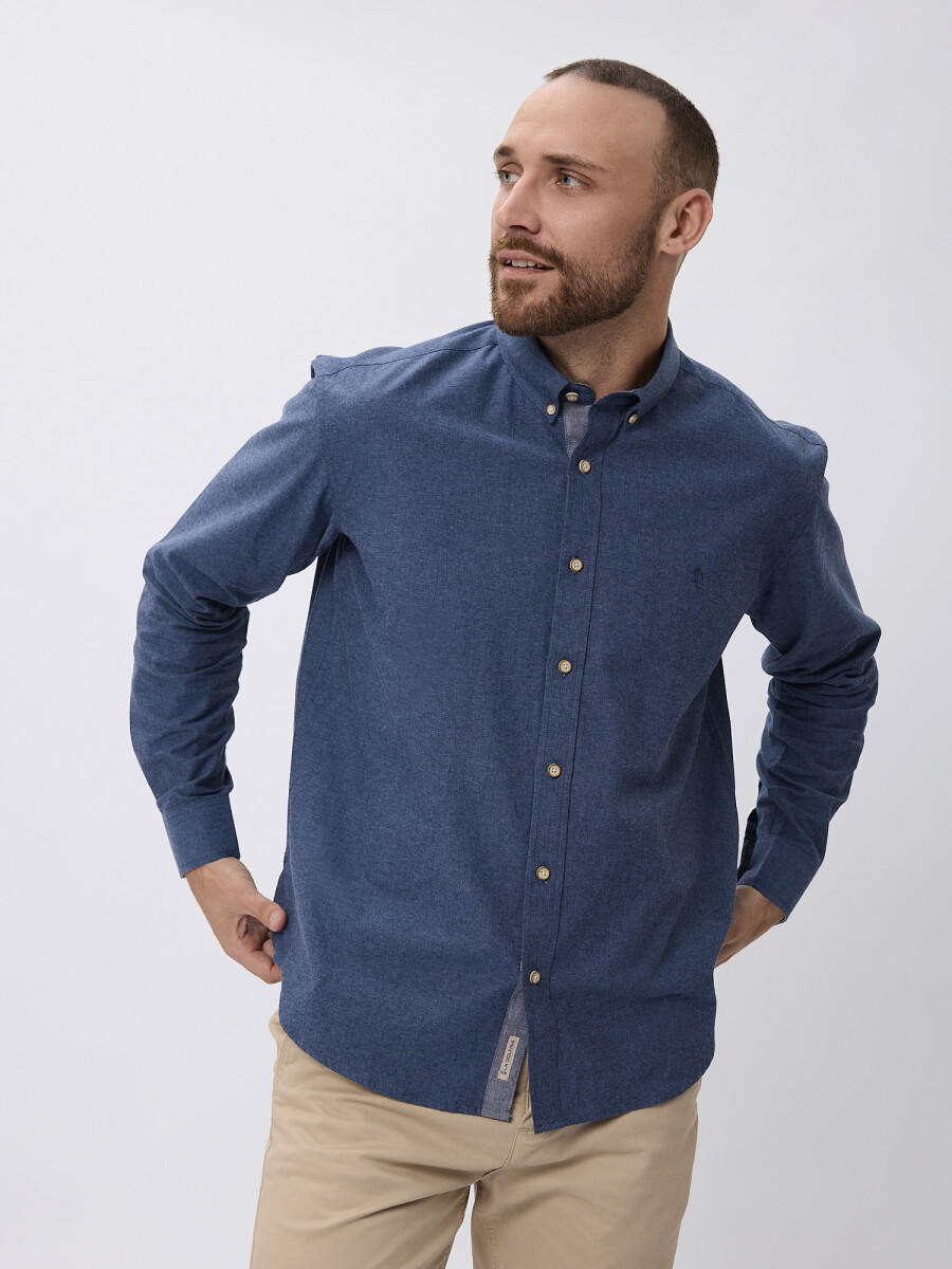 Camisa m/l tramada - azul 