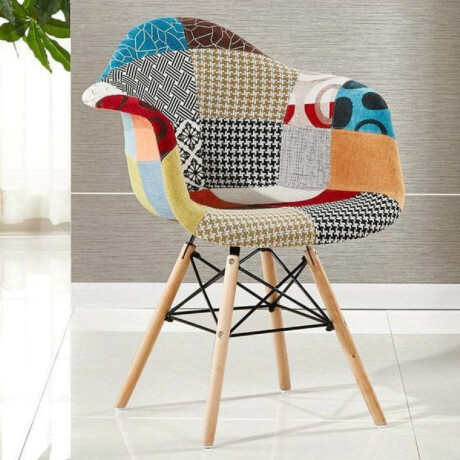 SILLA DE COMEDOR EAMES CON APOYABRAZO Silla Eames Patchwork con Posabrazos