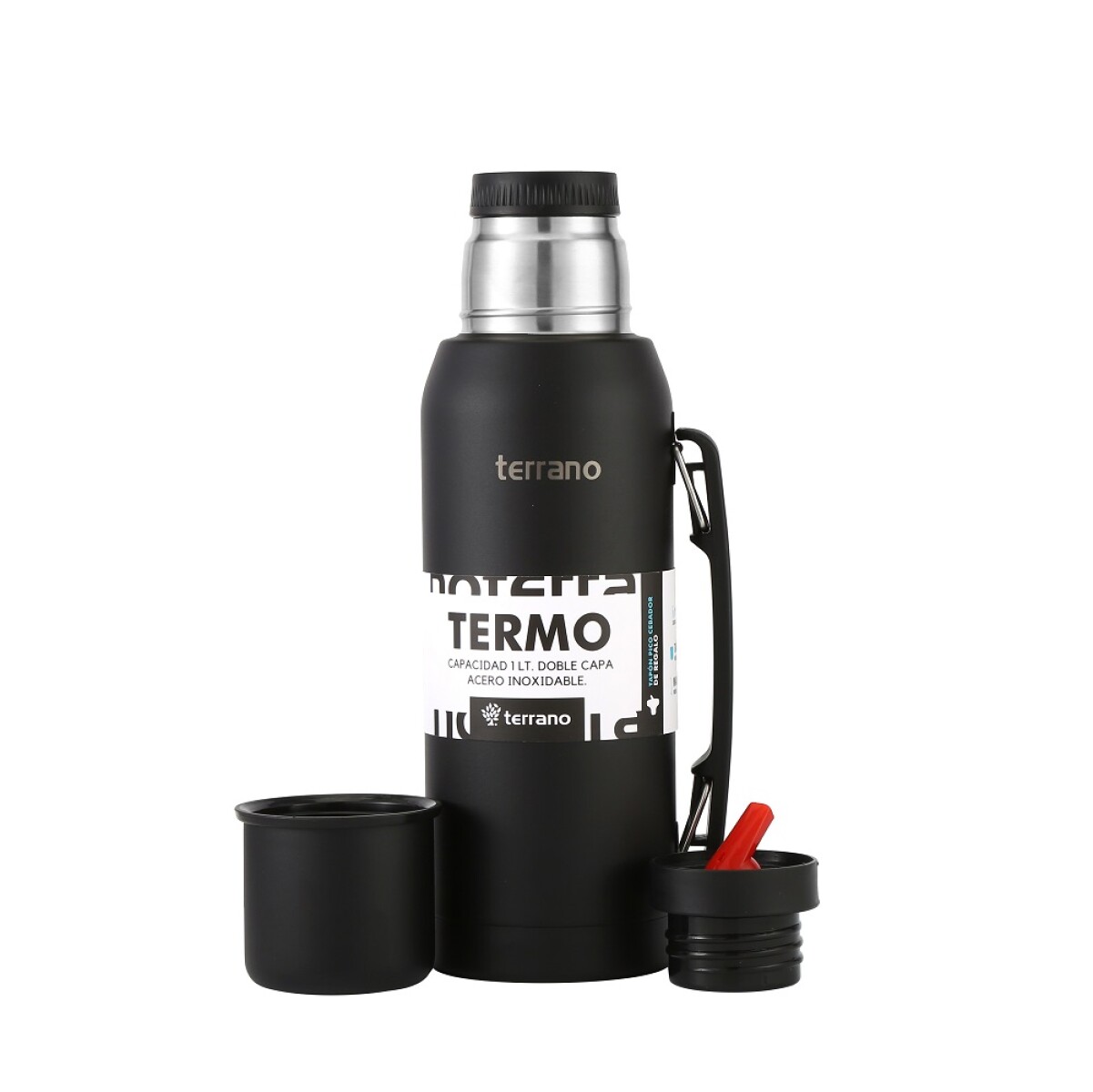 TERMO PREMIUM DE 1LT TERRANO CON MANIJA - NEGRO 