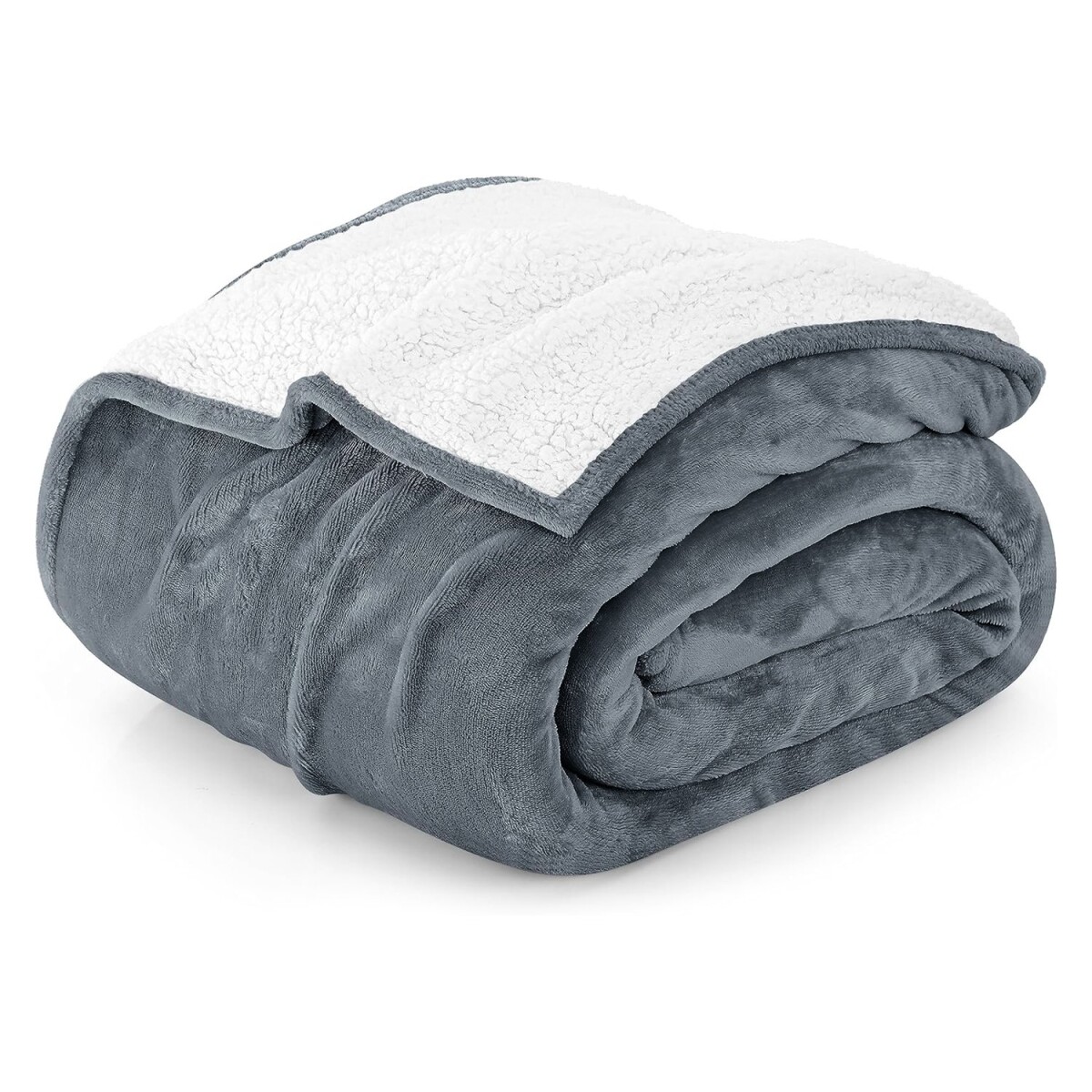 Frazada Manta Polar Con Corderito 2 Plazas 230x210cm - Color Variante Gris 