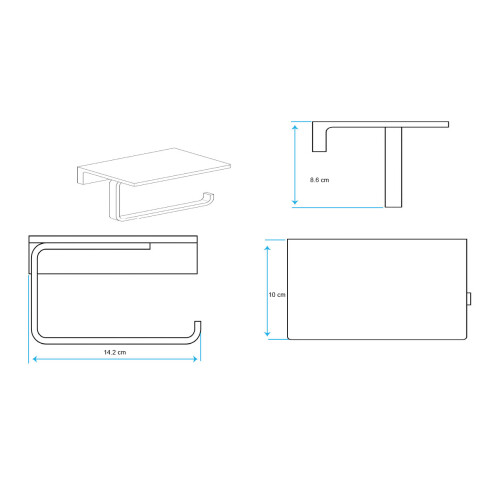 PORTA ROLLO METALICO ACCESORIO DE BAÑO LINEA MATE NEGRO NEGRO