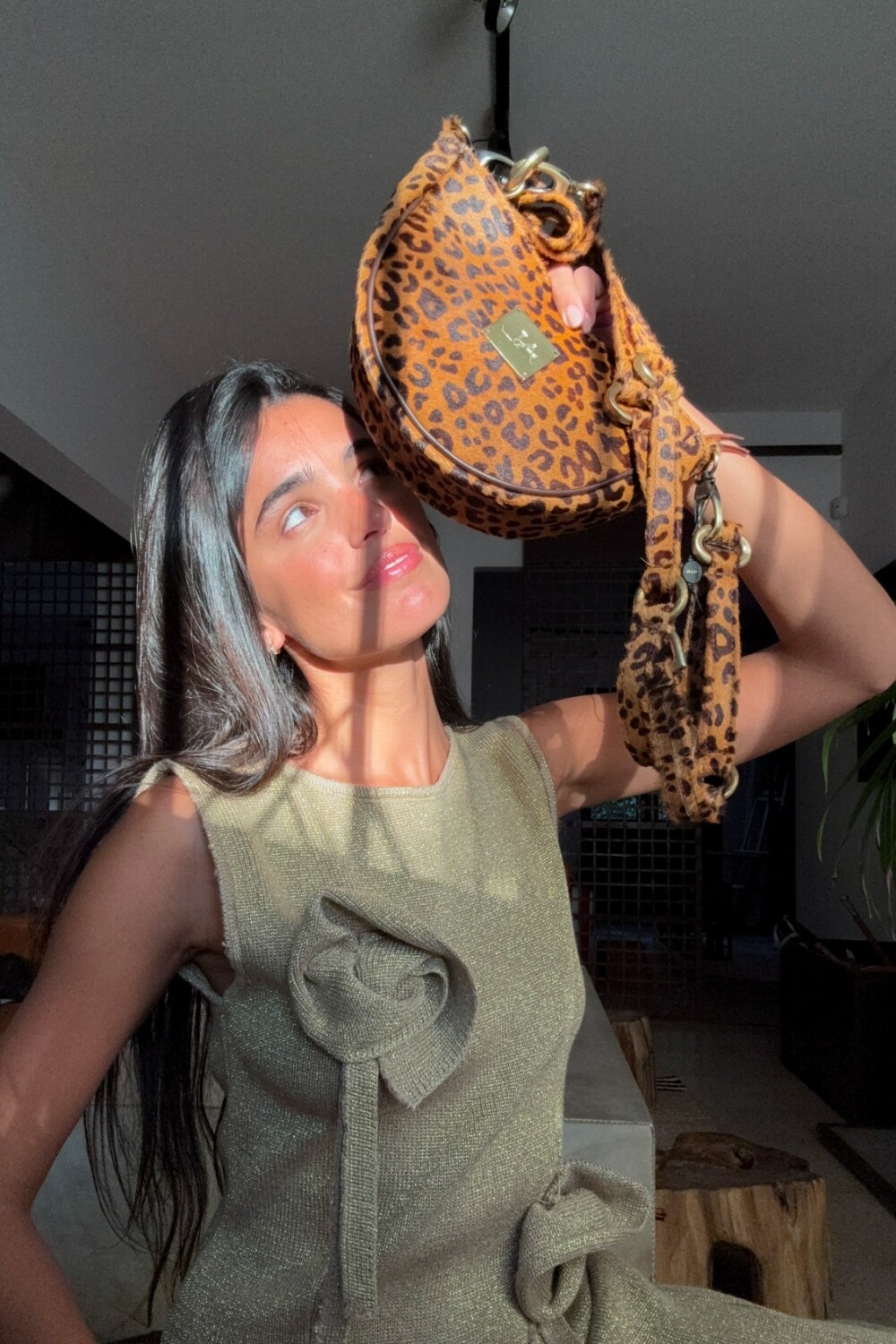 Brassy Bag Print Camel