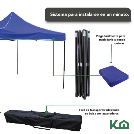 Gazebo reforzado toldo carpa 3x3mt azul Acero Gazebo reforzado toldo carpa 3x3mt azul Acero