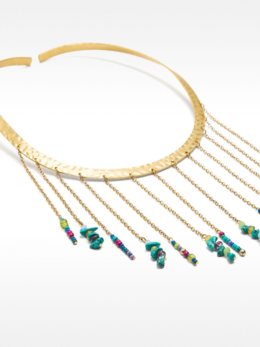 Collar Rígido Con Flecos Y Piedras multicolor