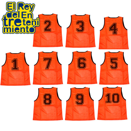 Pack X10 Chaleco Entrenamiento C/ Número Fútbol Voley Naranja