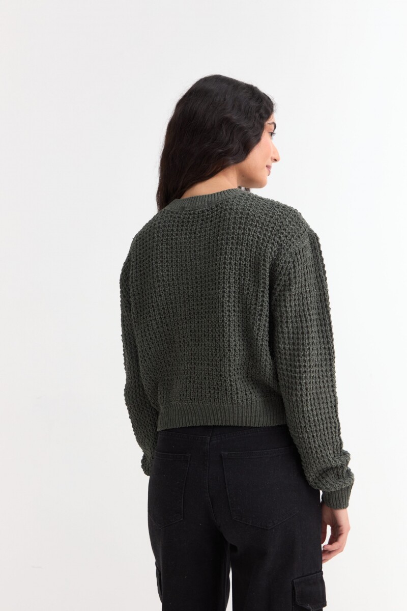 Sweater en punto waffle AZUL PIEDRA