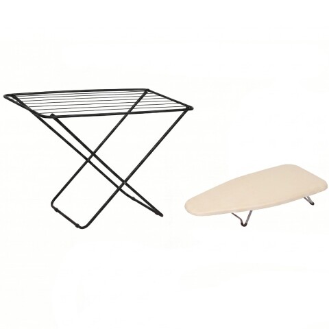 SET TENDEDERO/TABLA DE PLANCHAR PORTATIL NEGRO Unica