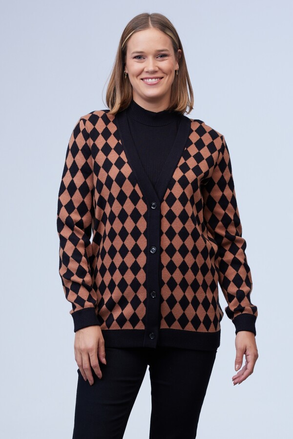 Cardigan Rombos NEGRO/TOSTADO