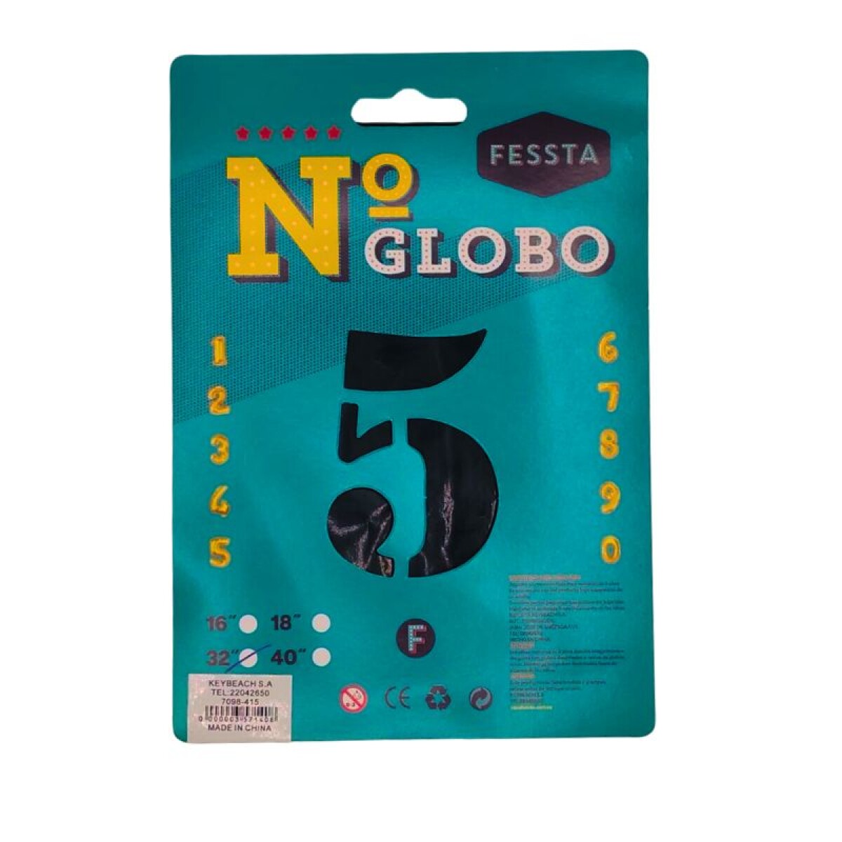 Globo Número Fessta 32" Negro - CINCO 