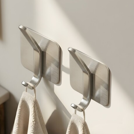 Perchero adhesivo 2 ganchos acero inoxidable INOX