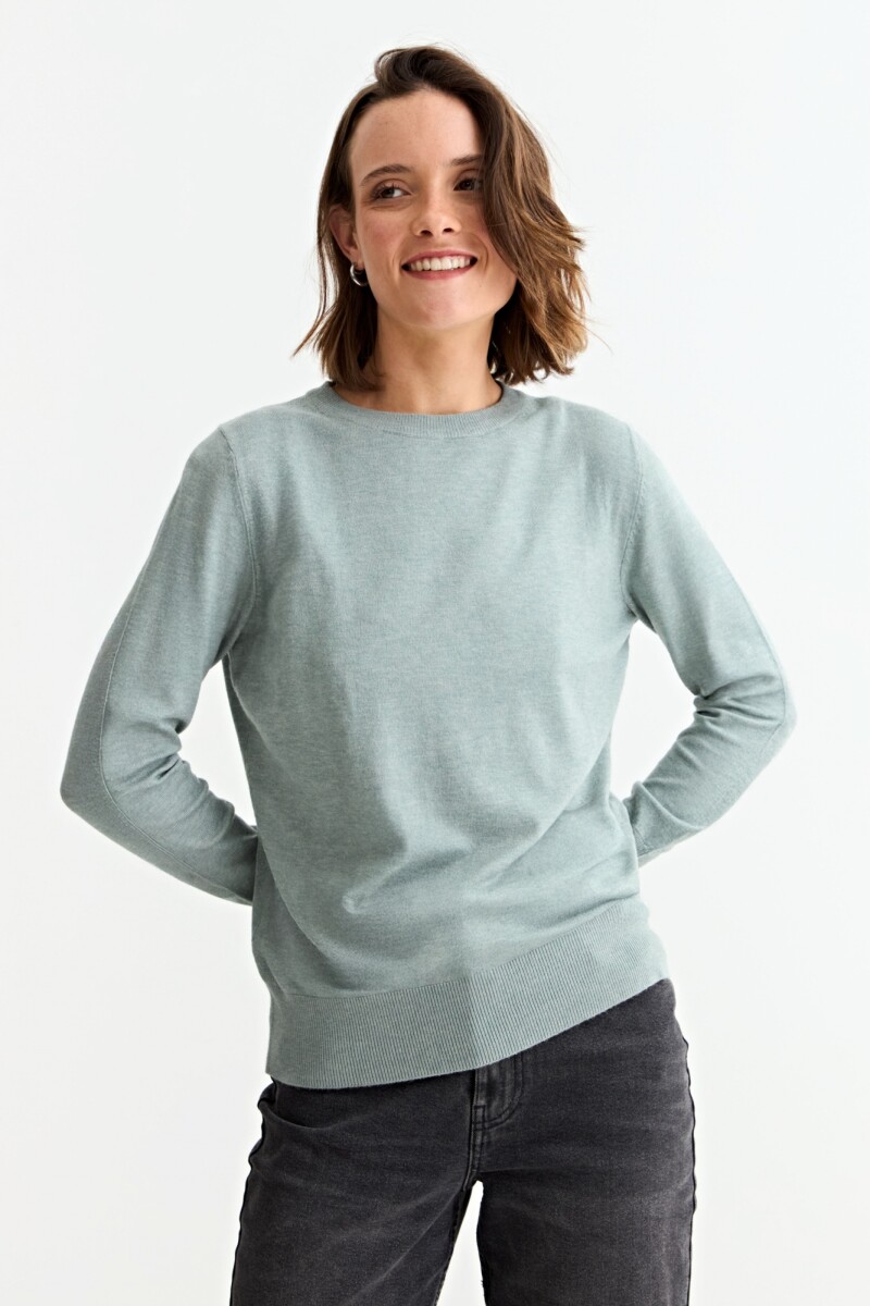 Sweater con detalle en manga VERDE CLARO