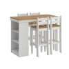 Desayunador Cocina Comedor 4 Bancos Madera Blanco Desayunador Cocina Comedor 4 Bancos Madera Blanco