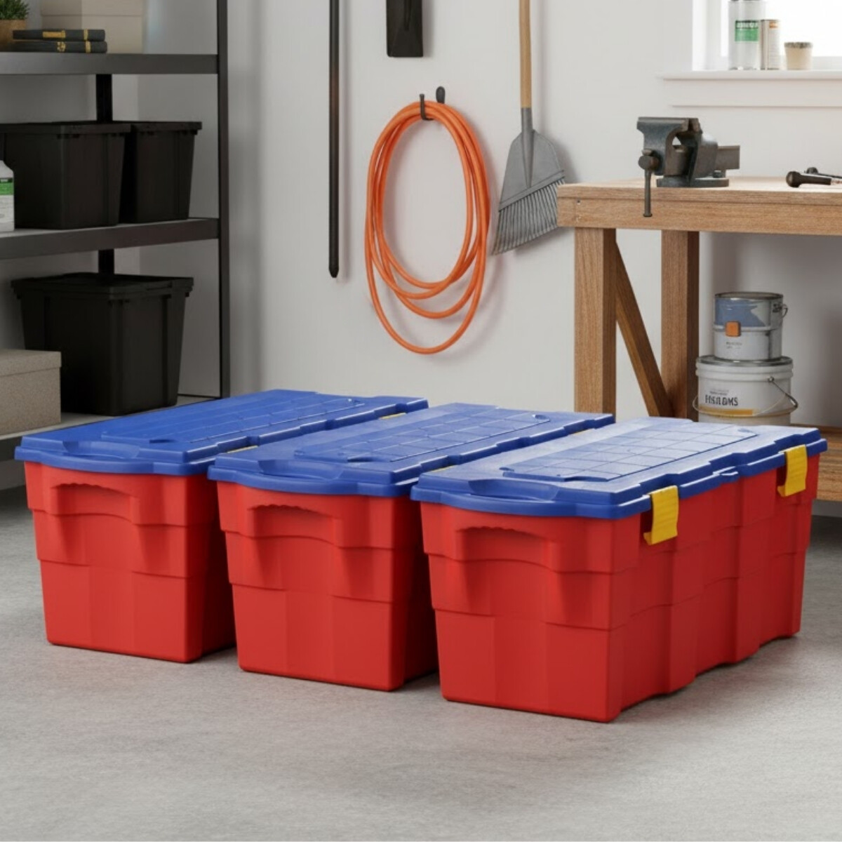 Set x3 Baúl 100 lts - AZUL/ROJO 