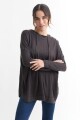 Sweater oversized con capucha GRIS OSCURO