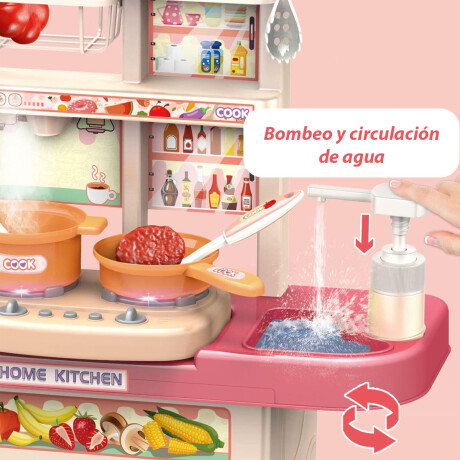 Cocina Infantil Juego con Luz Sonido Agua Vapor Accesorios Rosa