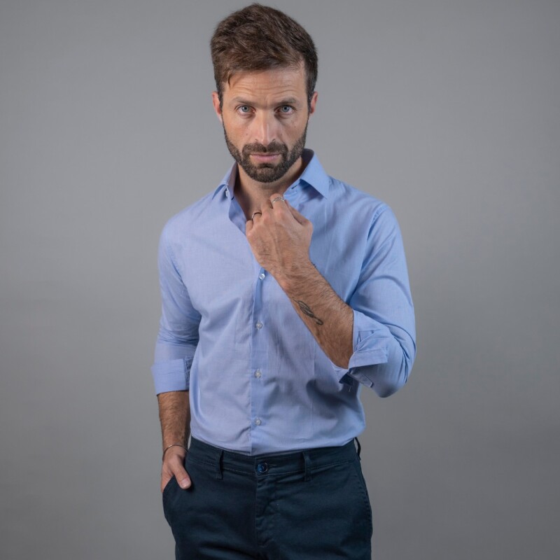 Camisa Luxury Celeste claro jaspeado