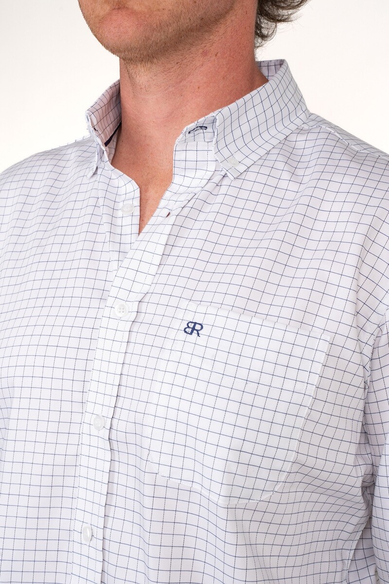 Camisa Escocesa Blanca y Azul