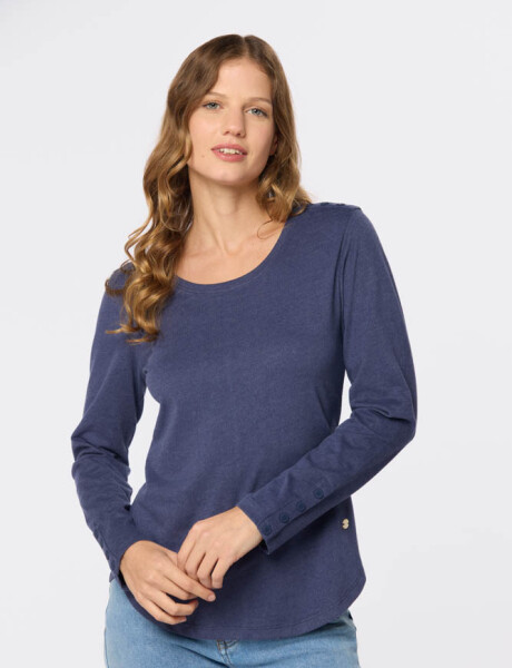 REMERA LISA CON BOTONES Azul