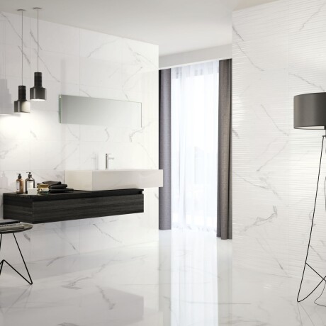 Ceramica Marmolado Blanco Brillo Liso 30X90Cm Pared GAMAS DE BLANCO