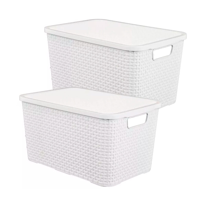 Set x2 Caja ratán 15 lts BLANCO