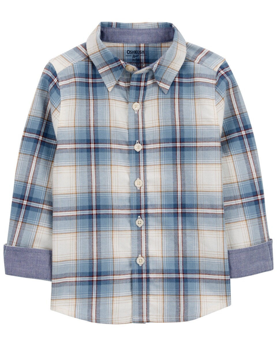 Camisa de sarga, diseño a cuadros. Talles 2-5T 