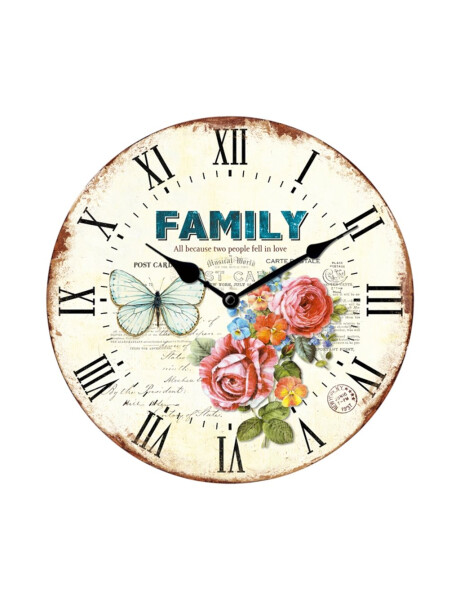 RELOJ DE PARED MDF D28.8X3.5CM FLORES MARIPOSA FAMILY RELOJ DE PARED MDF D28.8X3.5CM FLORES MARIPOSA FAMILY