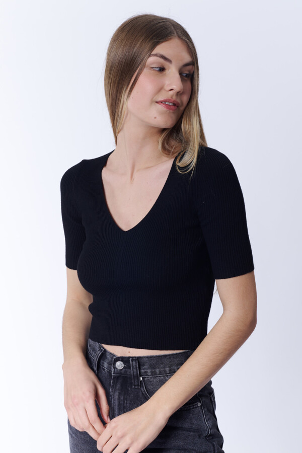 Remera Punto Rib Negro