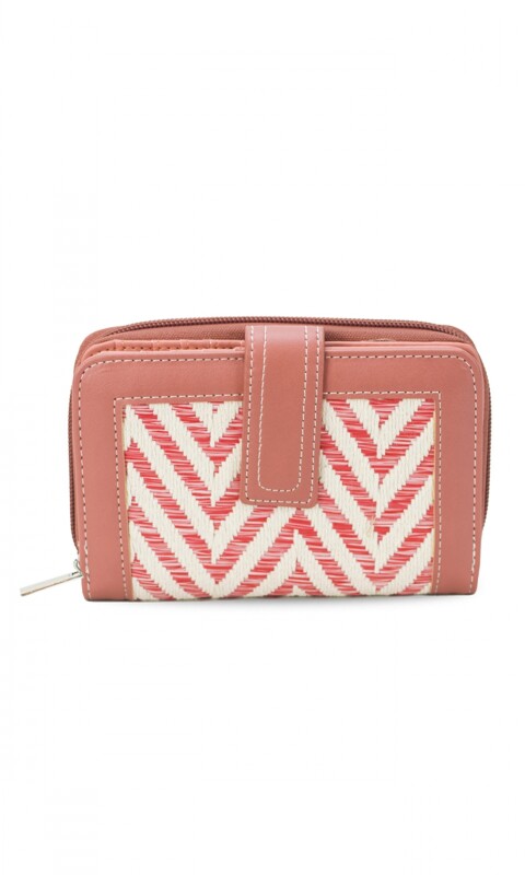 BILLETERA AGNES ZIGZAG CRUDO Y CORAL