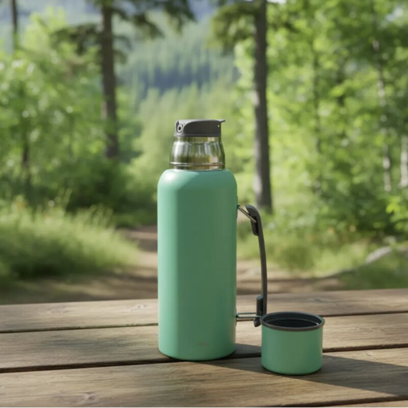 Termo en acero inox con Manija de 1 lt Verde Claro