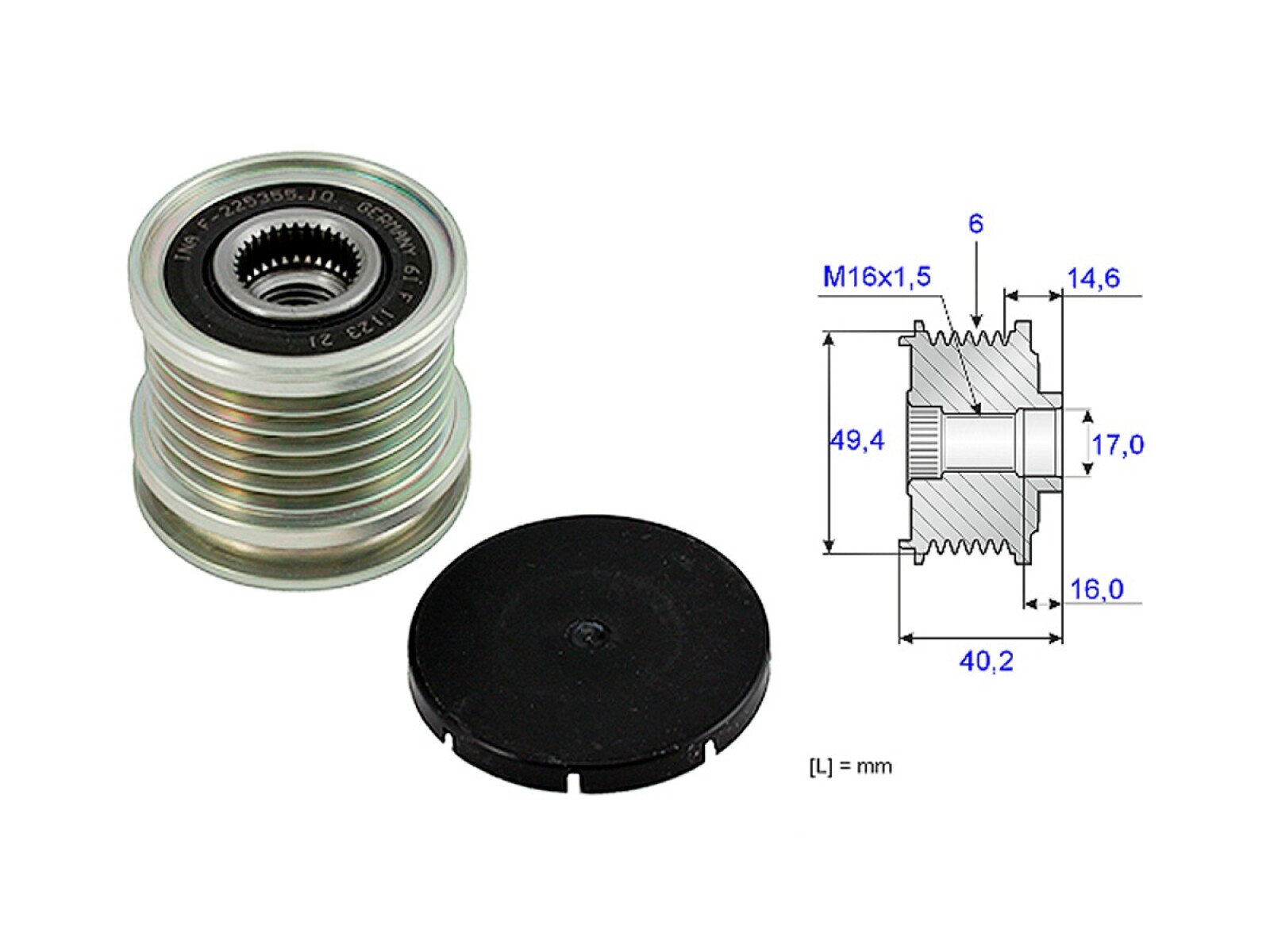 Polea Alternador Marcha Libre Seat Inca Diesel/Cordoba/Toledo Diesel Volks Golf/Polo/Caddy Ii 93-03 