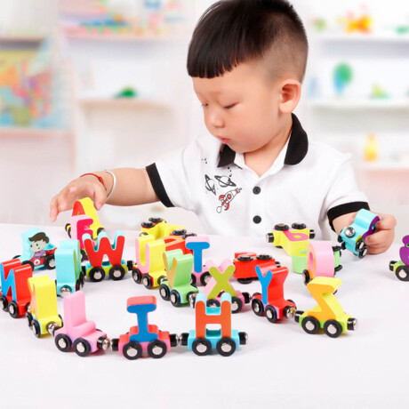 Tren Autitos Alfabeto Magnético De Madera Para Niños Jug019021