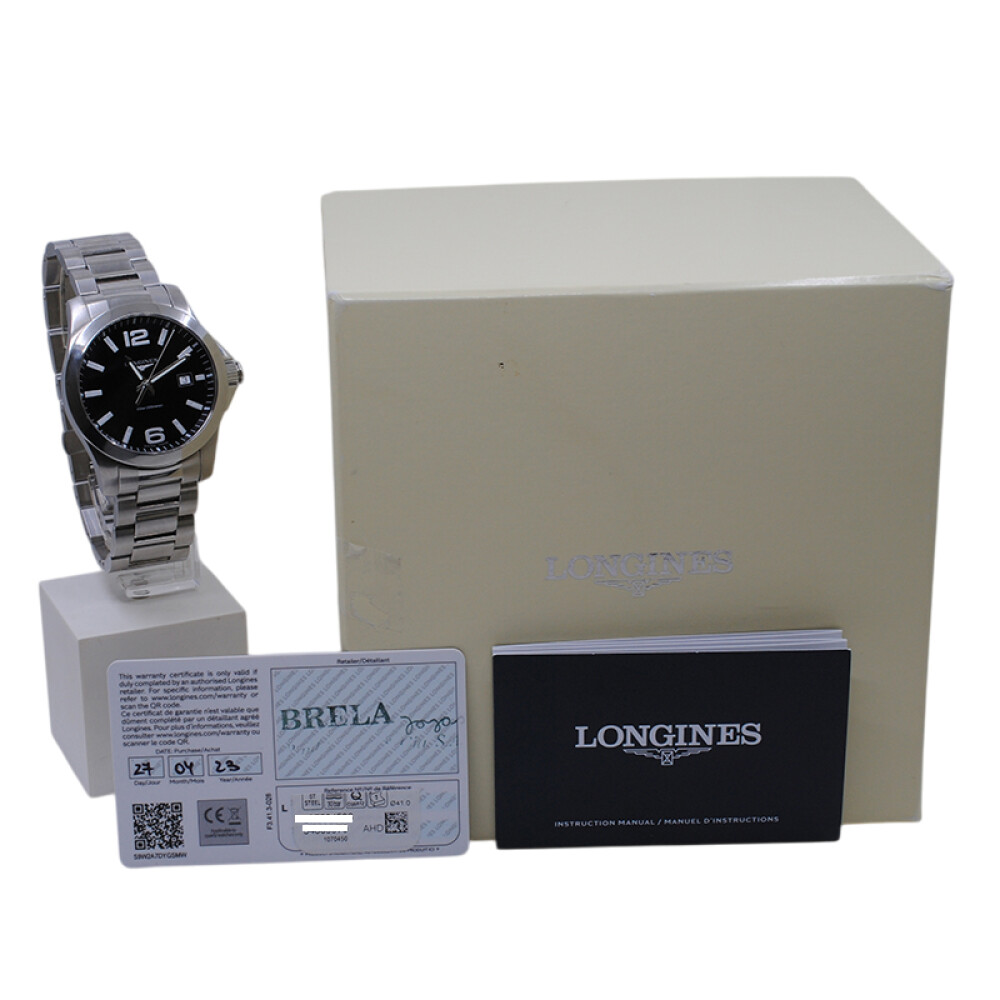 Longines Conquest esfera negra cuarzo 41 mm con caja y garantia Longines Conquest esfera negra cuarzo 41 mm con caja y garantia