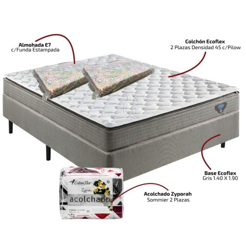 Sommier Ecoflex 2 Plazas Densidad 45 c/pillow 140x190x25 Sommier Ecoflex 2 Plazas Densidad 45 c/pillow 140x190x25