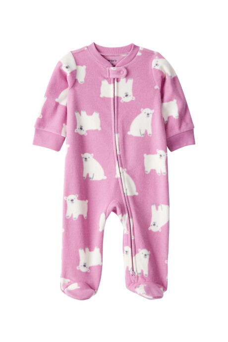 Pijama una pieza de micropolar, con pie, diseño oso polar Sin color