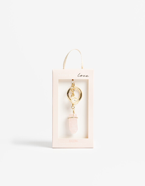 Llavero Piedra Llavero Y Bag Charm Con Piedra Natural - Combinacion Bicolor