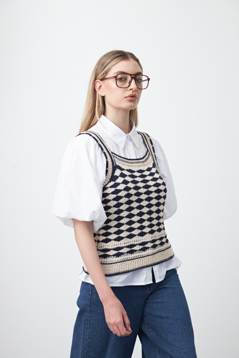 TOP EVARISTO Blanco/Azul