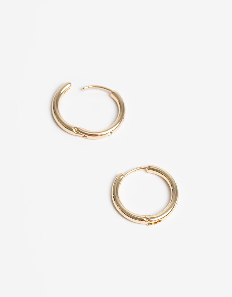 Aros Argollas Strass Argollitas Con Strass - Dorado