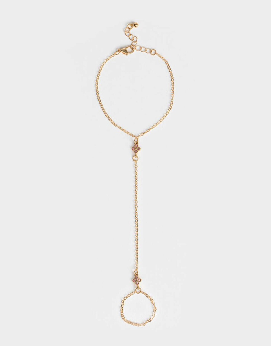 Pulsera Flexible Con Anillo Unido - Dorado 