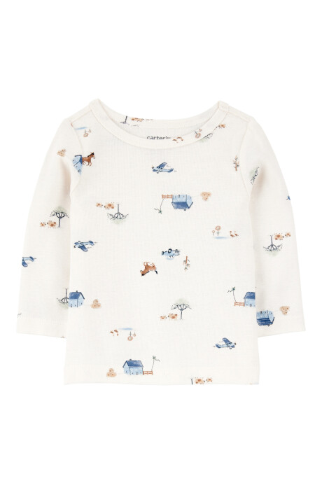 Set dos piezas, enterito de algodón térmico y remera manga larga Set dos piezas, enterito de algodón térmico y remera manga larga