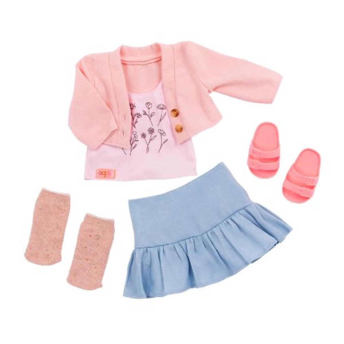 Set Ropa - Buzo Rosado & Pollera Jean - Our Generation 