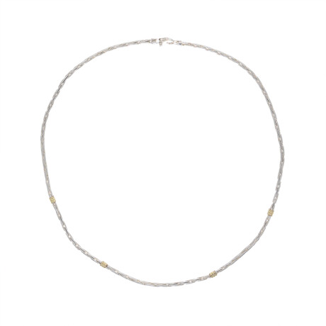 Gargantilla de plata 925 y double en oro 18 ktes, 40 cm. Gargantilla de plata 925 y double en oro 18 ktes, 40 cm.