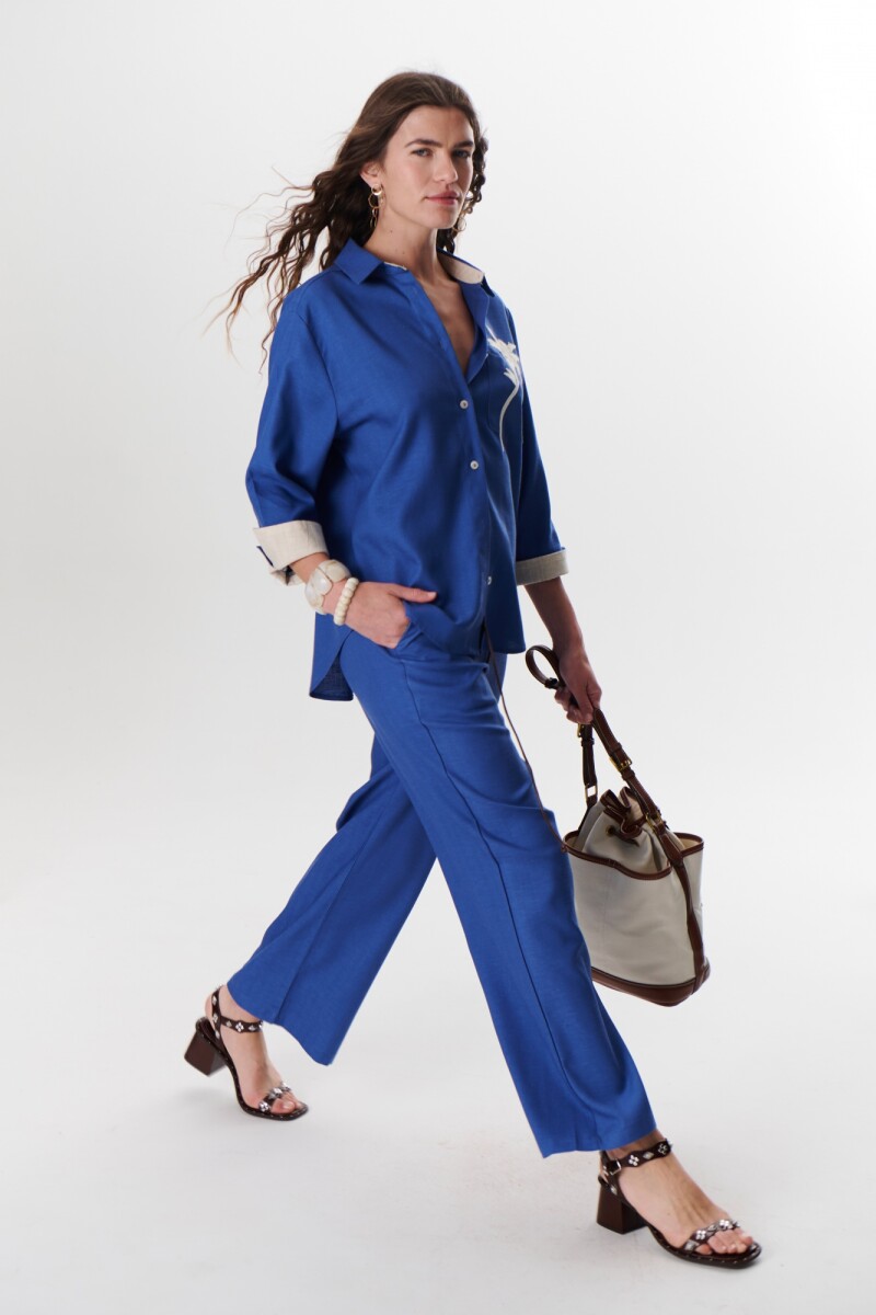 PANTALON LINO LYRIO AZUL