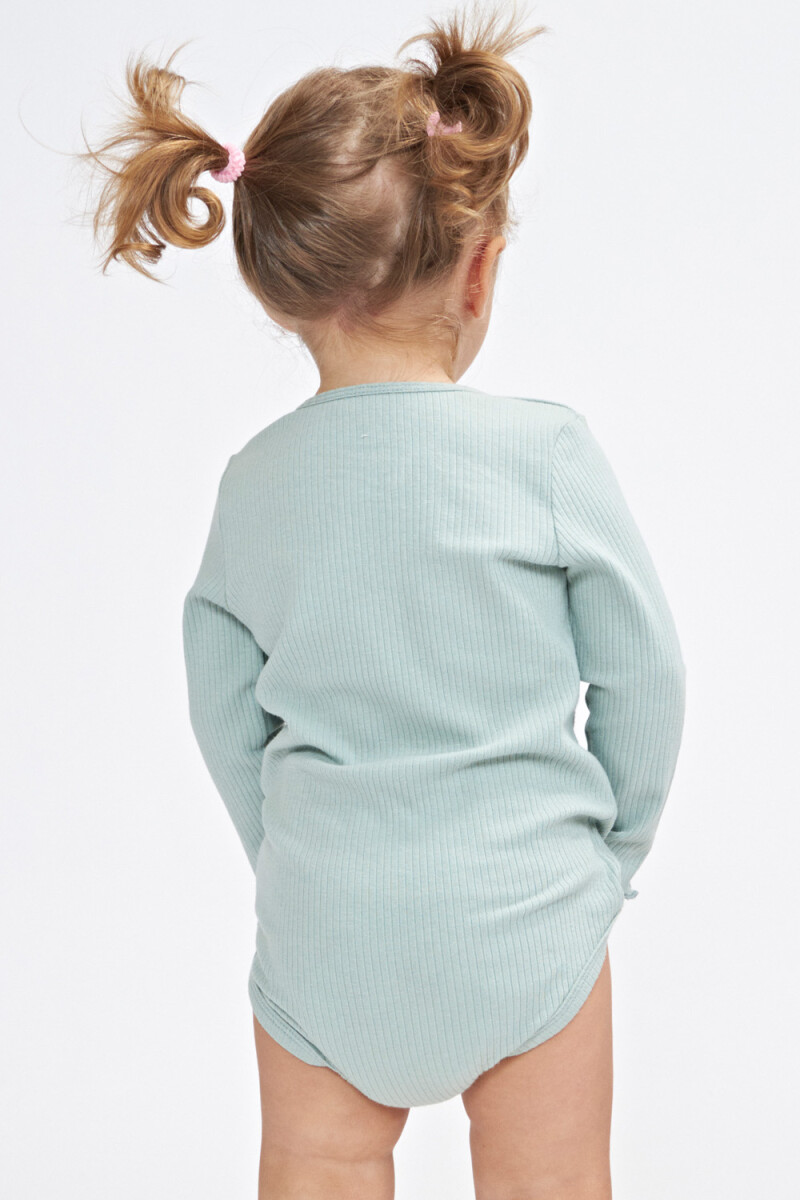 Body manga larga en rib Verde
