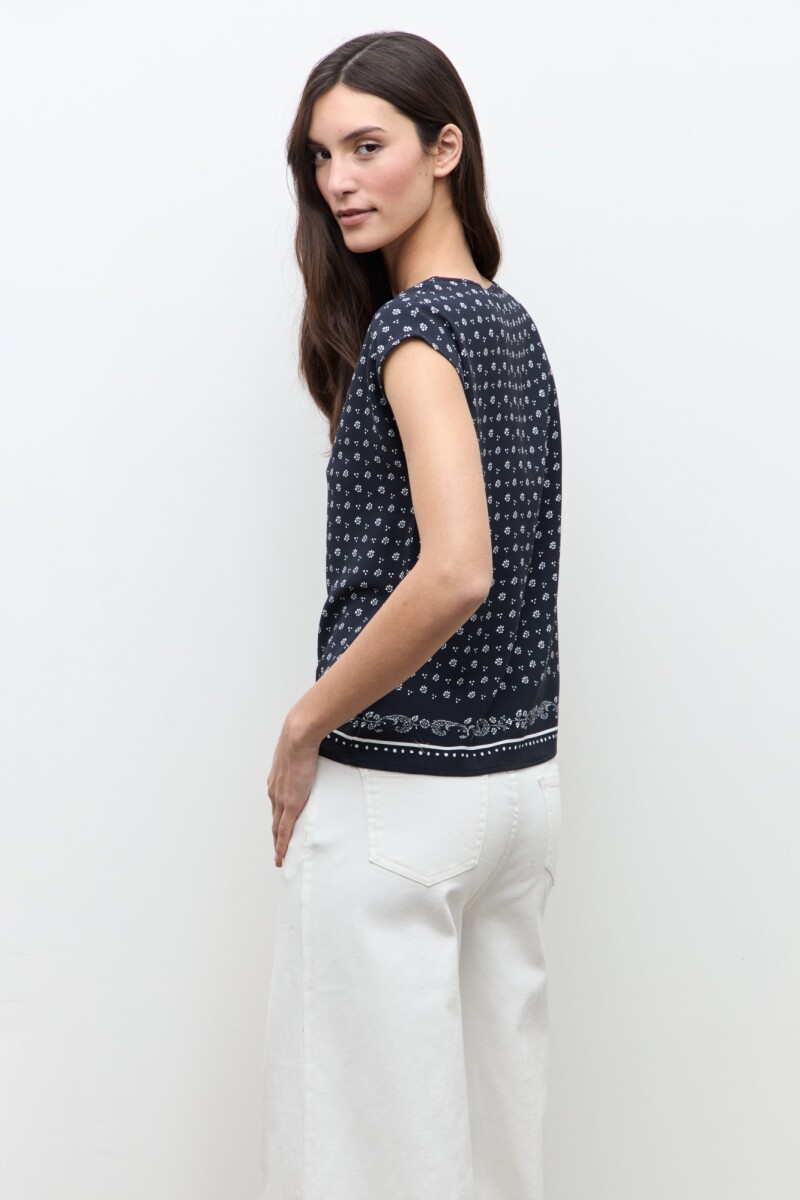 Blusa estampa Paisley azul marino